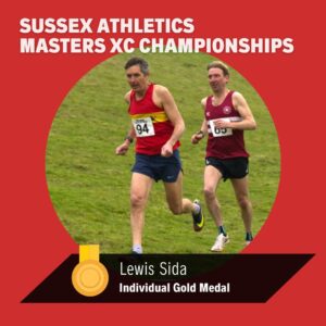 Lewes AC member Lewis Sida, individual gold medal winner, Sussex Athletics Masters XC Championships