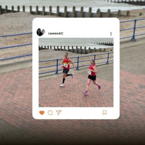 Lewes AC's Dominic Osman-Allu paces Emily Murray to a PB in the 2025 Eastbourne Half Marathon